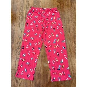 Kate Spade Shoe Print Pajama Pants ❤️ Red Novelty Lounge PJs Large Cozy Cute